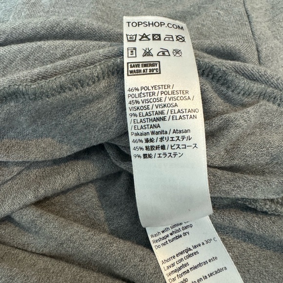 Topshop Gray Choker V-Neck Short Sleeve Twist Crop Top - Picture 7 of 9